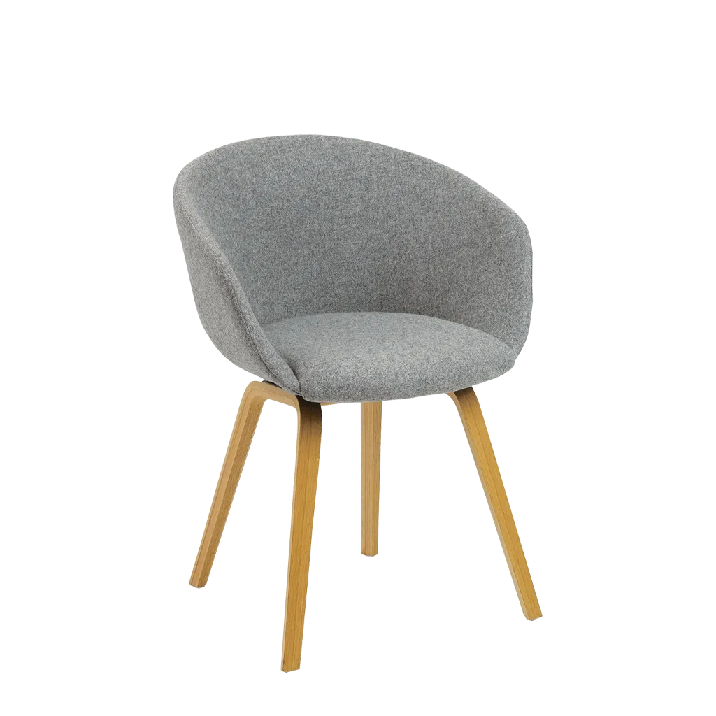 Equator Chair - Grey Fabric Seat Wooden Legs