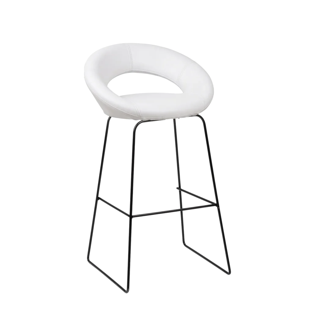 Polo Stool - Black Skid Legs, Vinyl Seat