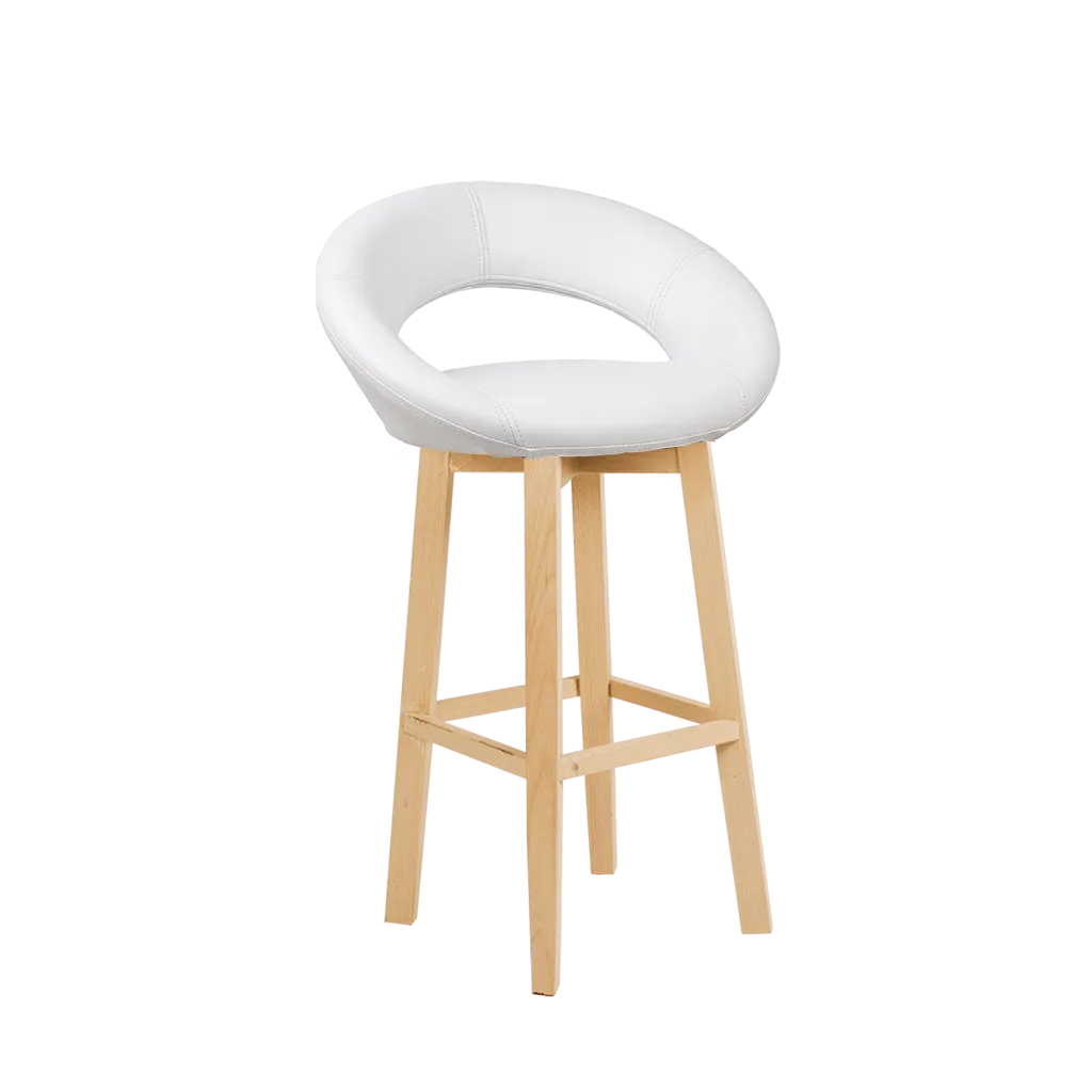 Polo Stool - Wooden Legs, Vinyl Seat