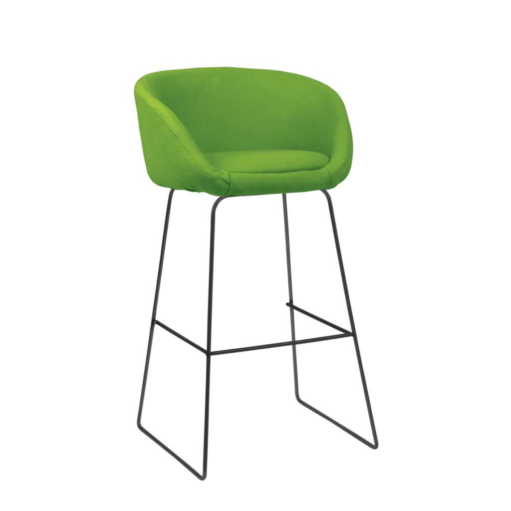 Windsor Stool - Black Skid Legs, Wool Seat