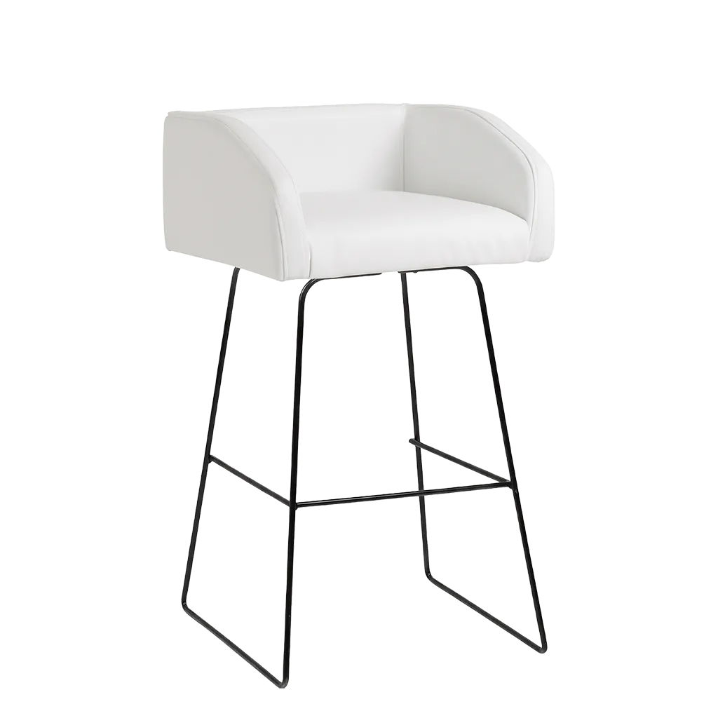 Bolivia Box Stool - Black Skid Legs, Vinyl Seat