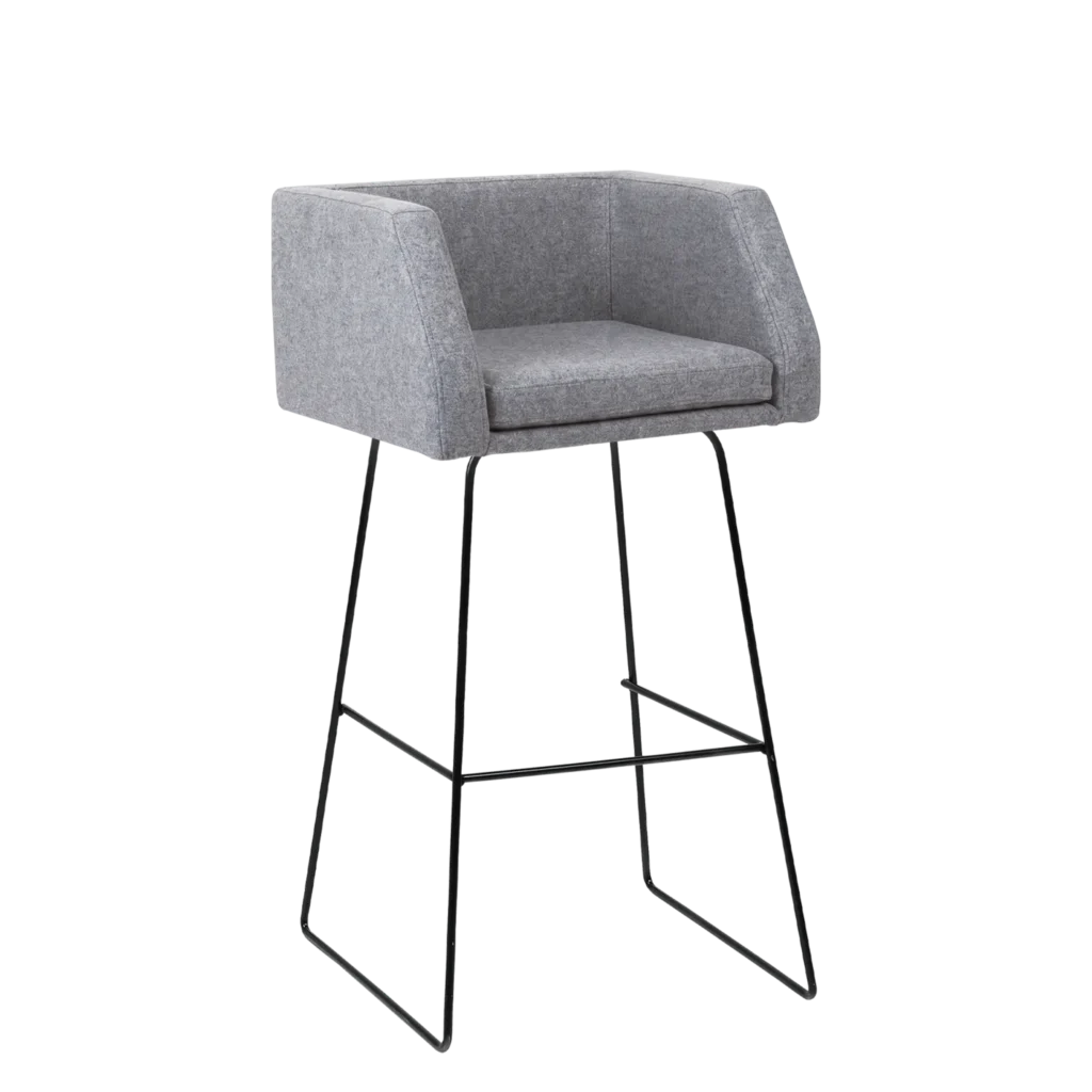 Bolivia Box Stool - Black Skid Legs, Wool Seat