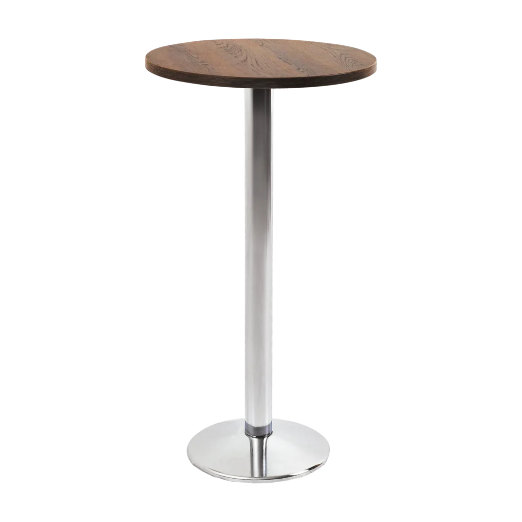 Milan Chrome Base Bar Table - Premium Wooden Top