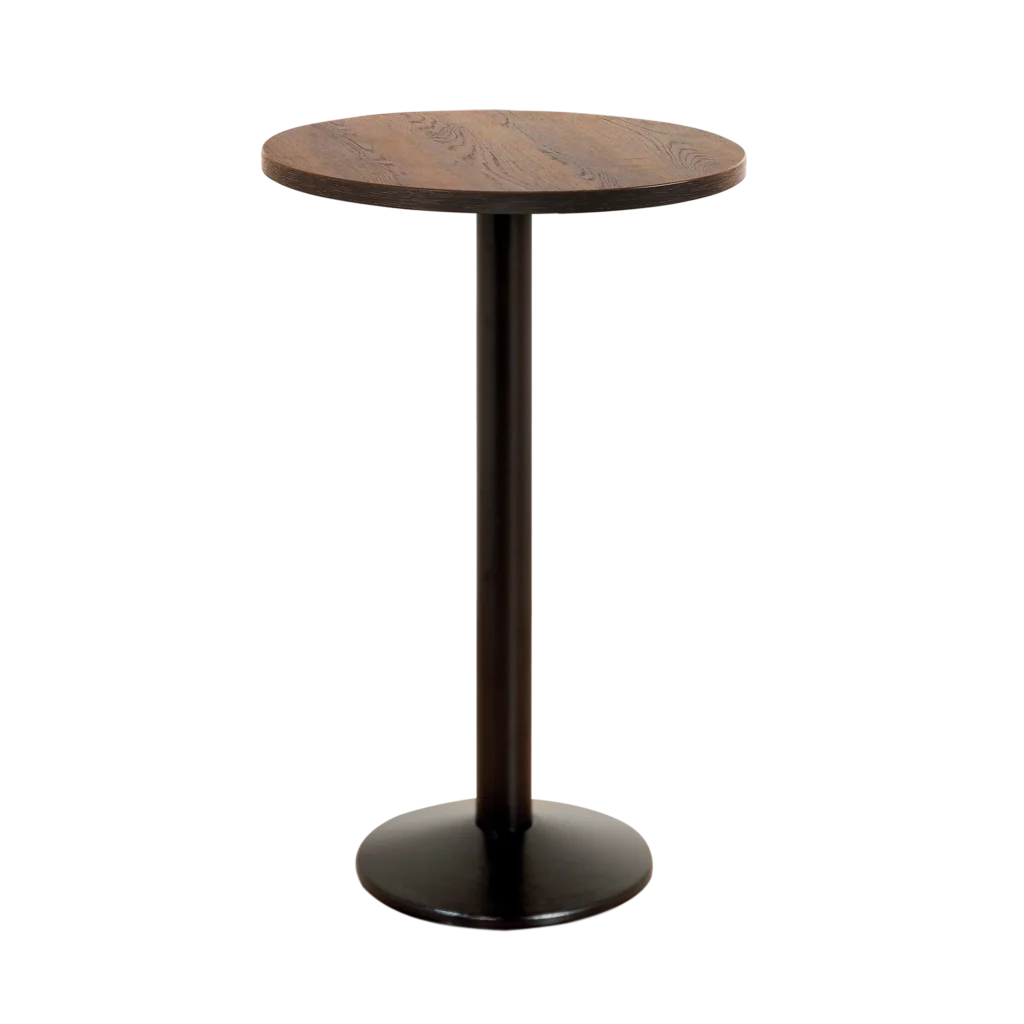 Milan Black Base Bar Table - Premium Wooden Top