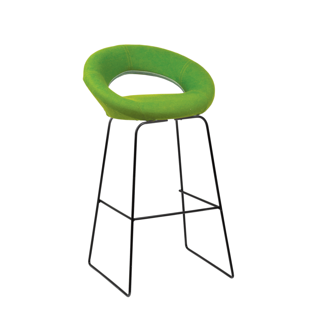 Polo Stool - Black Skid Legs, Wool Seat