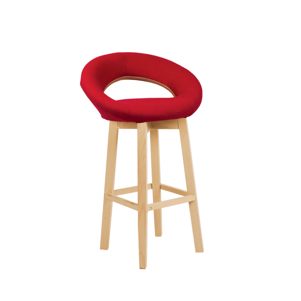 Polo Stool - Wooden Legs, Wool Seat