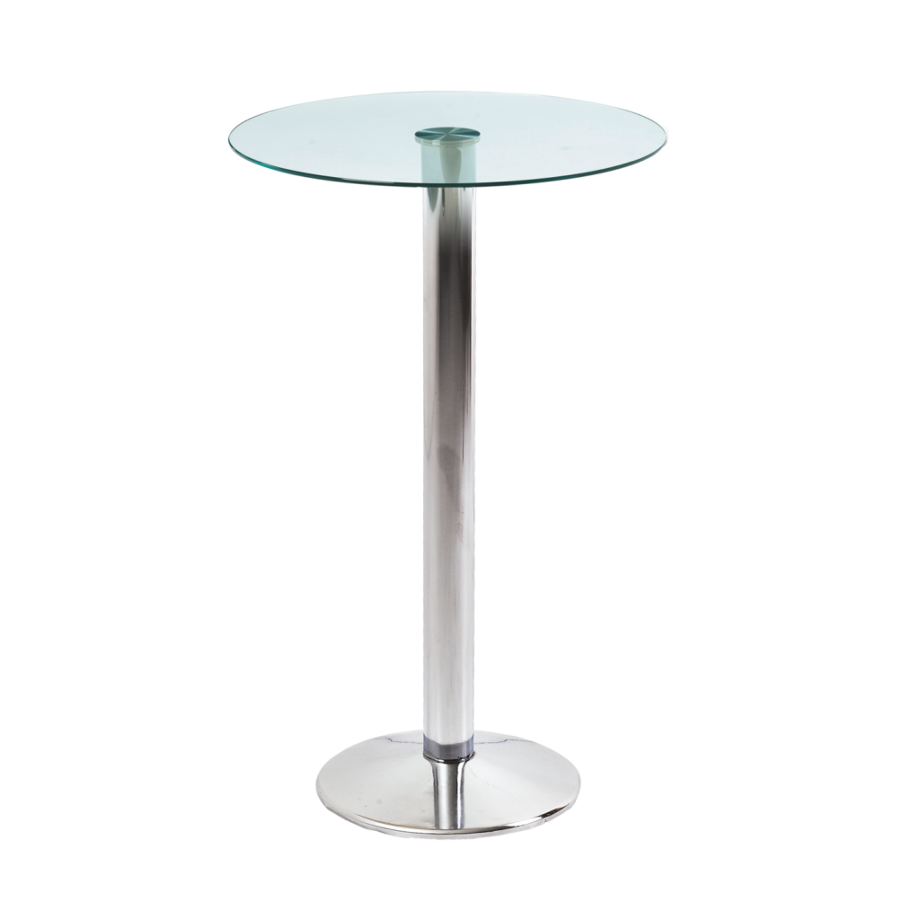 Milan Chrome Base Bar Table - Glass Top