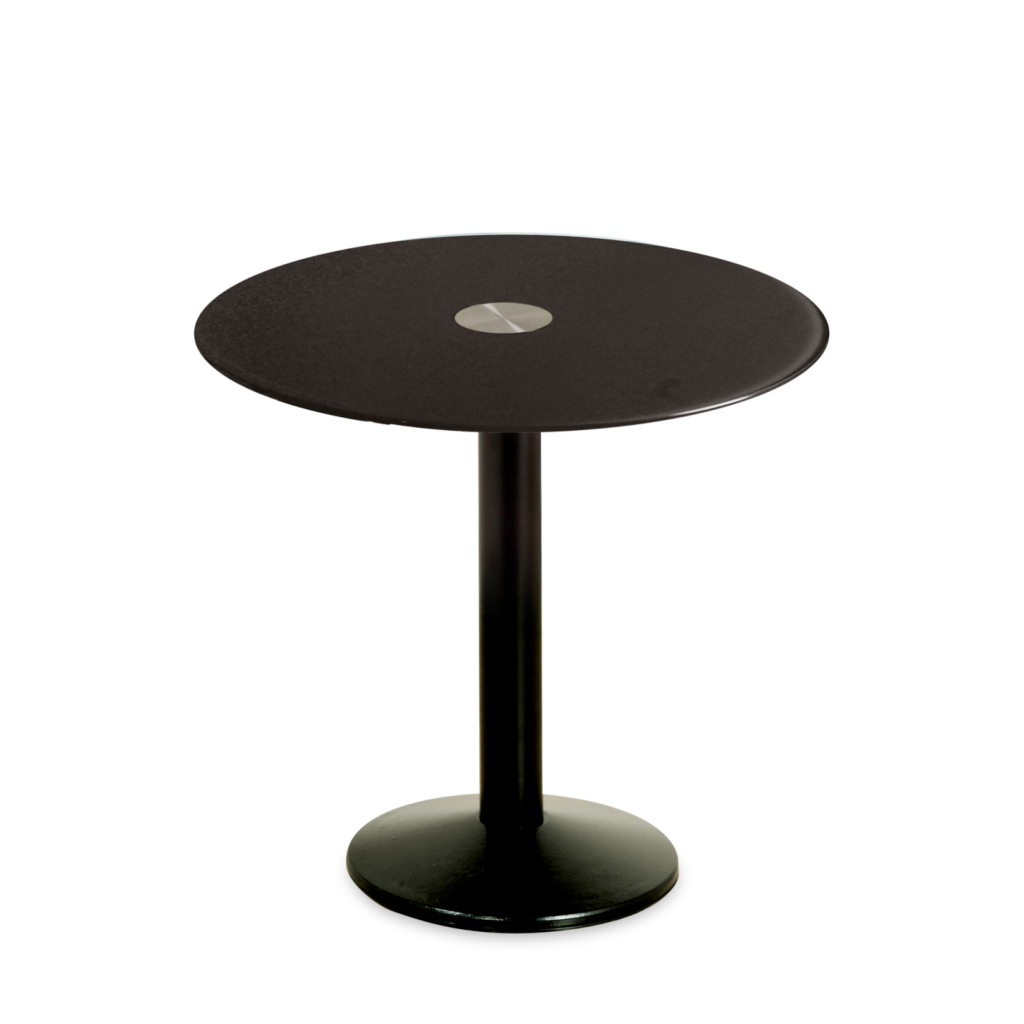 Milan Black Base Bistro Table - Glass Top