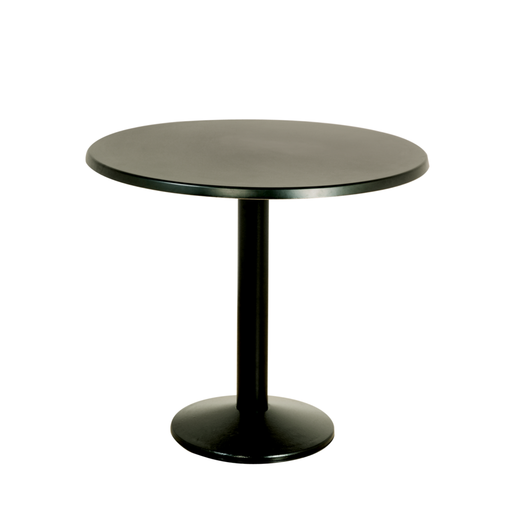 Milan Black Base Bistro Table - Wooden Top